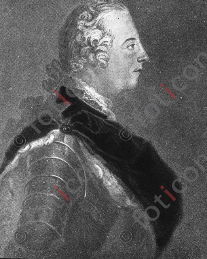 Portrait König Friedrich II.; Portrait of king Frederick II - Foto foticon-simon-190-014-sw.jpg | foticon.de - Bilddatenbank für Motive aus Geschichte und Kultur